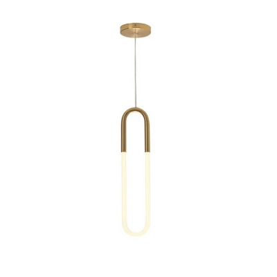 Modern Style Hanging Lamp 1-Light Pendant Light Fixture Seamless Curves in Gold