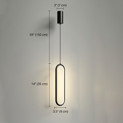 Modern Style Oval Pendant Light Metal Acrylic LED Hanging Light for Bedroom