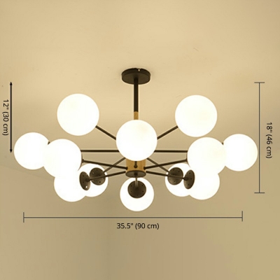 Modernist Chandelier 12 Head Glass Ceiling Pendant Light for Living Room Bedroom
