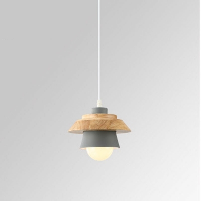 Nordic Style LED Hanging Light Macaron Metal Wood Modern Pendant Light for Dinning Room