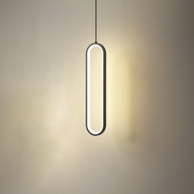Nordic Style Oval Hanging Light Acrylic Metal LED Linear Pendant Light for Bedside