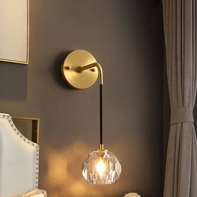 Post Modern Globe Gold Wall Sconce Light Crystal Hanging Wall Light for Interior Spaces