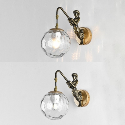 Postmodern Single Wall Hanging Light Ball Wall Lamp with Mermaid Decorate