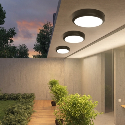 Round Flush Mount Lamp Modern Aluminum and Plastic Shade Ceiling Light for Corridor, 9