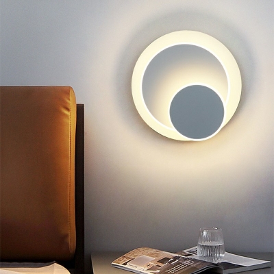 Round Wall Sconce Light 2 Lights Creative Modern Nordic Metal and Acrylic Shade Wall Light for Bedroom, 9