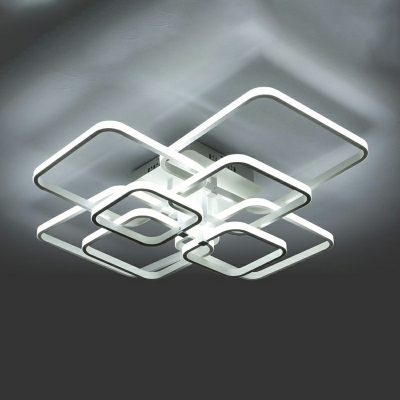 Semi-Flush Mount Light 8 Lights Modern Nordic Iron and Acrylic Shade LED Light for Living Room, 28