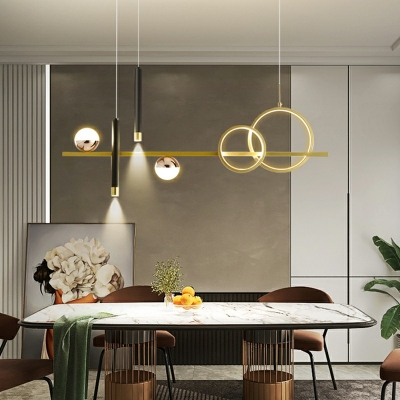 Simplicity Metalline Ring and Linear Island Light Fixture with 39.5
