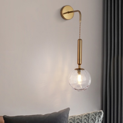 Sphere Bedside Wall Hanging Lamp Glass Single Head Minimalist Wall Mount Light Fixture