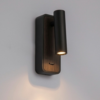 Wall Sconce Light Contemporary Modern Nordic Wood and Metal Shade Wall Light for Bedroom, 6