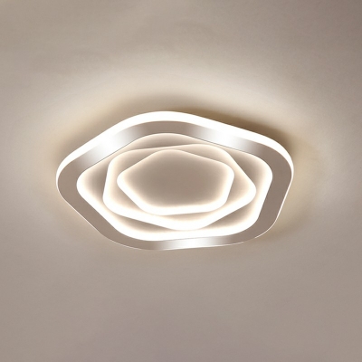 White LED Metal Ceiling Mount Lamp Light Pentagon Acrylic Suspension Ceiling Light Fixture