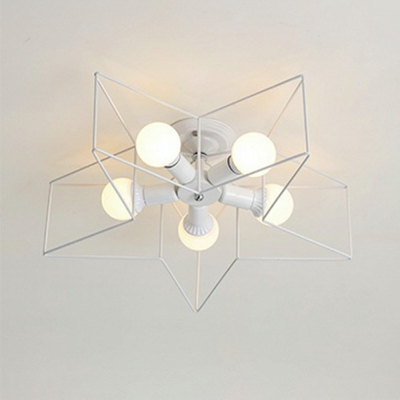 5-Light Flush Mount Light Fixture Modern Style Star Shape Metal Ceiling Light