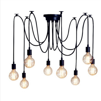 8-Light Ceiling Lights Antiqued Style Wire Jungle Shape Wrought Iron Multi Light Pendant