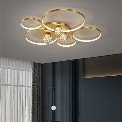 8-Light LED Circular Flushmount Lighting Fixture Contemporary Flush Ceiling Light in Gold
