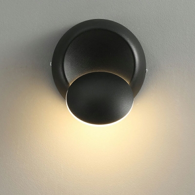Adjustable Wall Sconce Light Contemporary Modern Round Iron Shade Wall Light for Bedroom