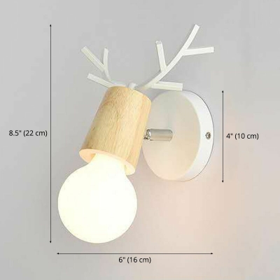 Antler Shape Wall Sconce Light Creative Modern Metal and Wood Shade Wall Light for Drwing Room