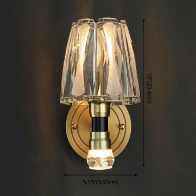 Bell Shade Crystal Wall Sconce 1 Light Modern Stylish Wall Lamp in Brass for Living Room