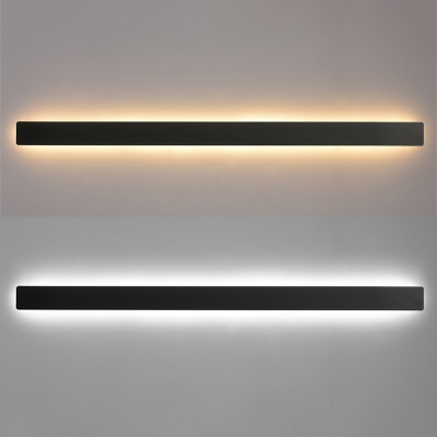 Black/White Elongated Bar Wall Scone Contemporary Simplistic 1 Head LED Metal Flush Mount Wall Lamp for Living Room