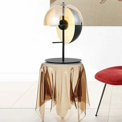 Black Three-Quarter Sphere Table Light Postmodern 1 Bulb 12