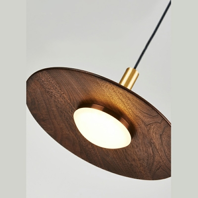 Chinese Style LED Hanging Light Wood Shade Acrylic Pendant Light for Kitchen Dinning Room