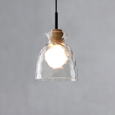 Clear Glass LED Pendant Light Bowl Modern and Simple Style Hanging Light for Bar Coffee Shop