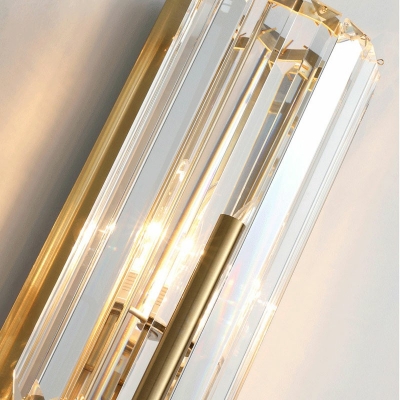 Column Wall Sconce Light Post-Modern Metal and Crystal Shade Wall Light for Bedroom, 27