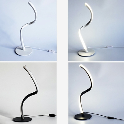 Contemporary LED Nightstand Lamp 14.5 Inchs Height Twisted Task Lighting with Acrylic Shade