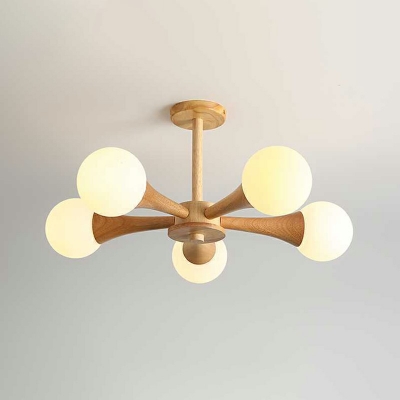 Crude Wood 5 Lights Ceiling Light Simplicity Northern Europe Style Decorative Light