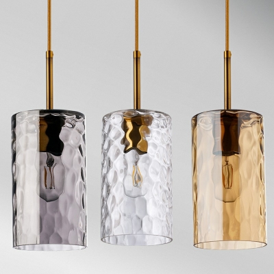 Cylinder Shape Pendant Minimalist Glass Single Light Art Deco Ceiling Pendant Lamp