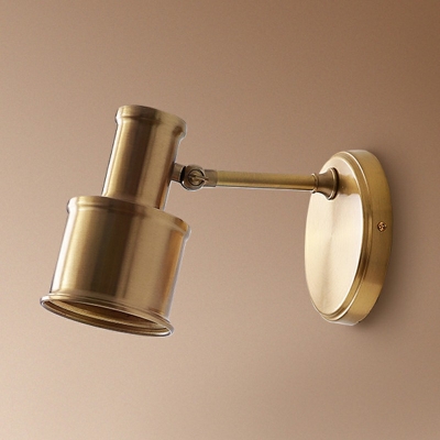 Gold Circular Backplate Wall Light Fixtures Industrial Style for Bedroom in 1 Light