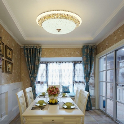 Gold LED Ceiling Flush with Bowl Shade Veined Glass Farmhouse Living Room Flush Light in 3 Colors Light