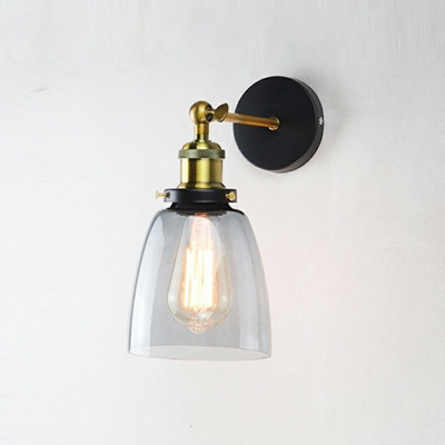 Industrial Style Dome Shaped Shade Wall Lamp Glass 1 Light Wall Light