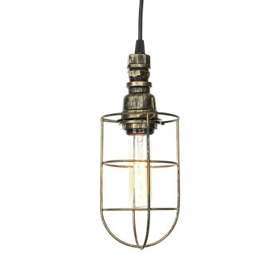 Industrial Style Pipe Shaped Pendant Light Metal 1 Light Hanging Lamp for Restaurant