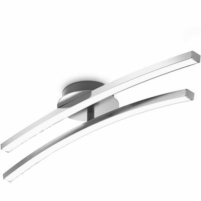 Linear Flush Mount Lamp 2 Lights Contemporary Modern Metal and Acrylic Shade Indoor Ceiling Light