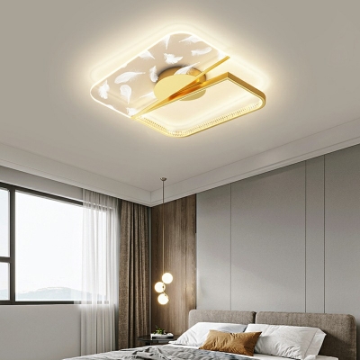 Minimalist Ceiling Lighting White Light Flush Mount Lighting with Feather Pattern