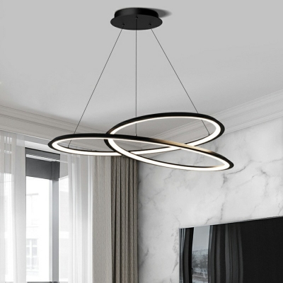Minimalist Simple Black Spiral Chandelier Lamp Aluminum LED Hanging Ceiling Light for Restaurant