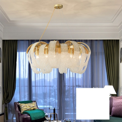 Modern Style Hanging Light Kit Tassel Shape Crystal Chandelier for Bedroom