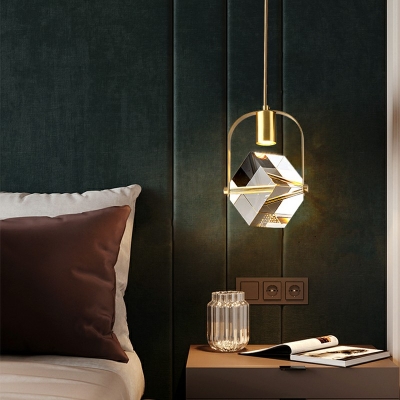 Modern Style LED Hanging Light Nordic Style Crystal Metal Pendant Light for Bedside