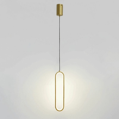 Modern Style LED Pendant Light Metal Acrylic Oval Hanging Light for Bedside