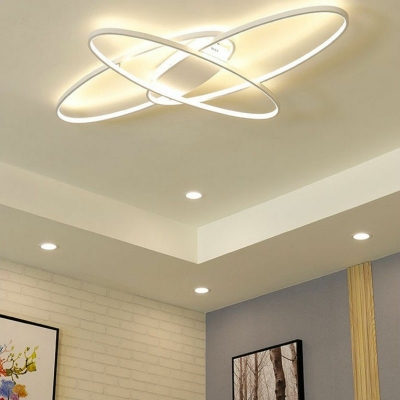 Modern Style Oval Shaped Flush Mount Light Metal 3 Light Ceiling Light for Bedroom