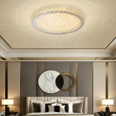 Modern Style Round Shaped Flush Mount Light Crystal 1 Light Ceiling Light for Living Room