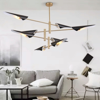 Modern Style Sputnik Chandelier Metal 8 Light Chandelier for Living Room
