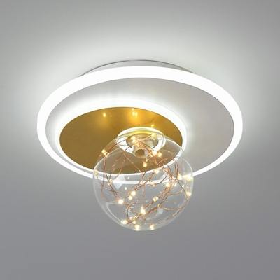 Nordic Gypsophila Flush Light 3 Colors Light Metal and Glass Shade LED Light in Gold for Study Room