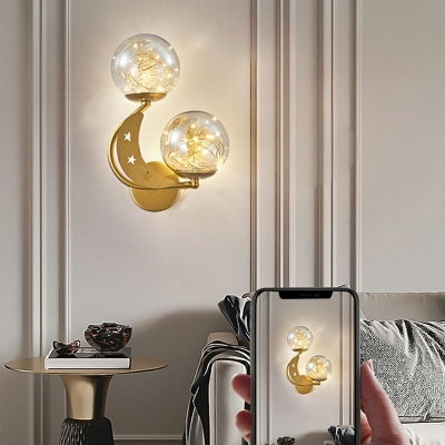 Nordic Style Metal Wall Sconce Light 2 Lights LED Metal Wall Lamp for Sleeping Room