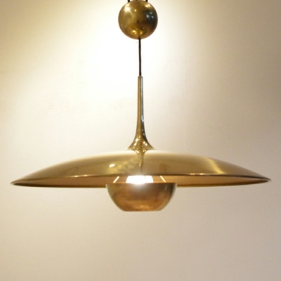 Platting Metal LED Pendant Light Dish Shaped Postmodern Style Hanging Light for Bar
