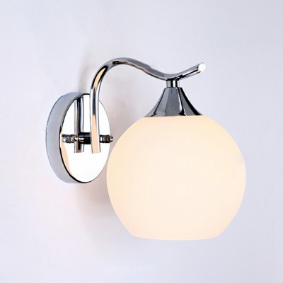 Postmodern Single Wall Hanging Light Silver Ball Wall Lamp for Bedroom Study Room