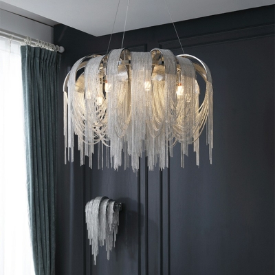 Postmodern Style Hanging Light Kit Tassel Shape Chandelier for Bedroom