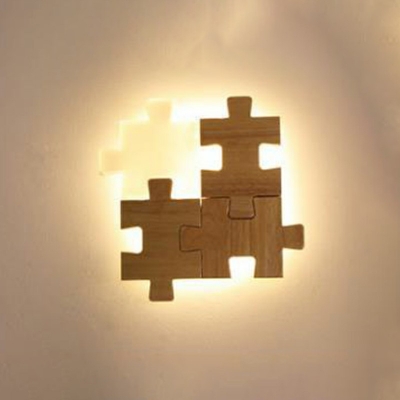Puzzle Wall Mount Reading Light Modern Indoor Wall Sconce Light in Wood