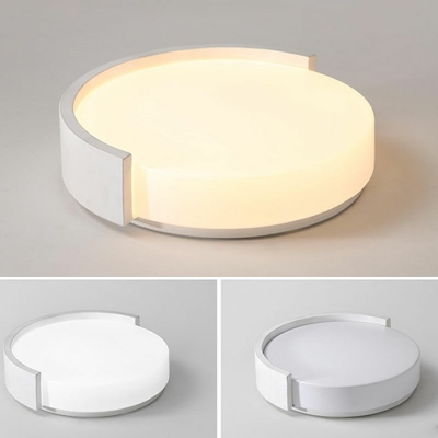 Round Flush Mount Lamp Contemporary Modern Metal and Acrylic Shade LED Ceiling Light for Bedroom