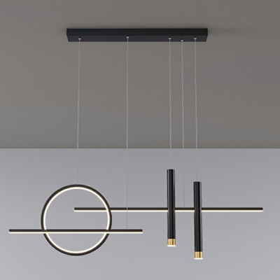 Simplicity Metalline Ring and Linear Island Light Fixture Arcylic Hanging Lamp for Dining Room