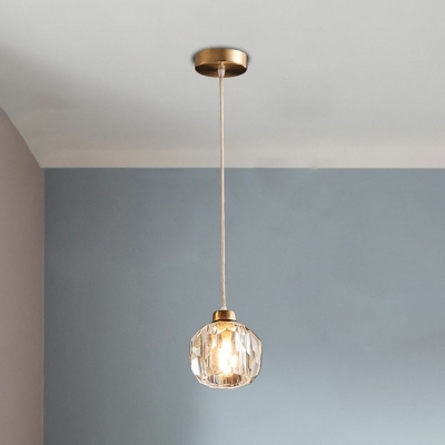 Single Light Cord Hung Hanging Lamp Kit with Crystal Minimalist Pendant Light